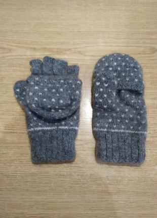 Зимові рукавиці з відкидним верхом теплі в'язані рукавиці