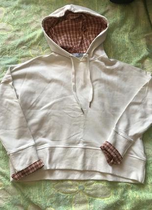 Белое худи с клеткой