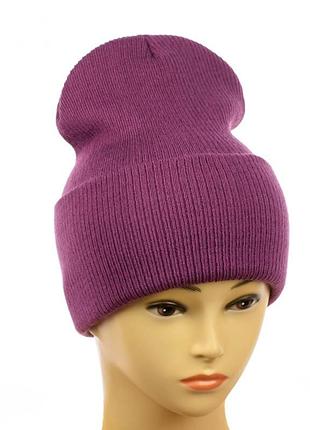 Шапка-лопата с широким отворотом  "нитика"  лиловый