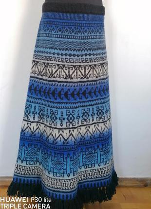 Жаккард юбка  длинная в пол вязаная шерсть2 фото
