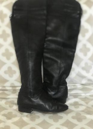 Кожаные сапоги ботфорты,высокие из натуральной кожи1 фото