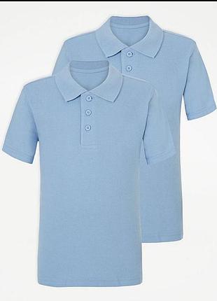 Поло голубое слим 6/7 лет