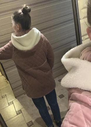 Утеплена велюрова куртка-трансформер