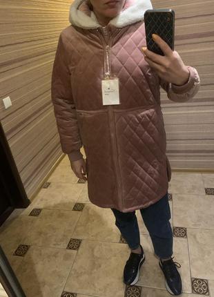 Утеплена велюрова куртка-трансформер