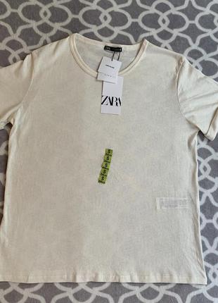Zara woman t-shirt linen blend футболка з колекції linen blend