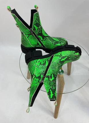 Екслюзивні черевики з італійської шкіри рептилія жіночі8 фото