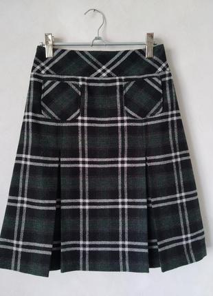 Юбка в клетку шерстяная на подкладке / размер 34_36