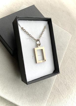 Подвеска ccm italy серебро 925 клеймо цепочка кулон прямоугольник винтаж