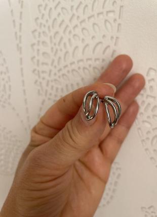 Вінтажні сережки маленькі сріблясті