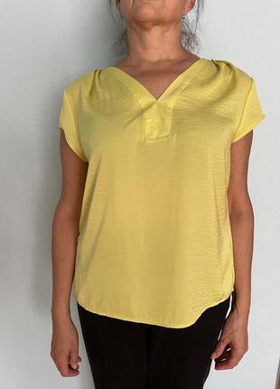 Женская блуза блузка рубашка кофта с коротким рукавом желтая h&m 38 m стильная красивая mango с вырезом