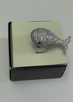 Каблучка «дельфін» срібло 925 цирконій
