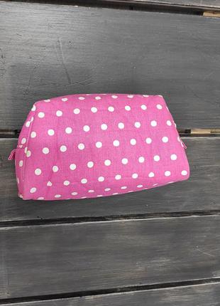 Розовая косметичка органайзер сумочка для мелочей в горошек1 фото