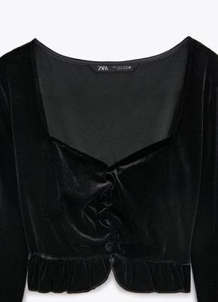 Укороченная блуза/топ из бархата  zara5 фото