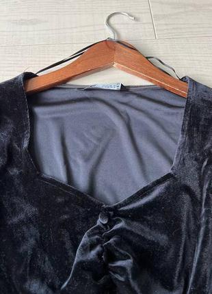 Укороченная блуза/топ из бархата  zara8 фото