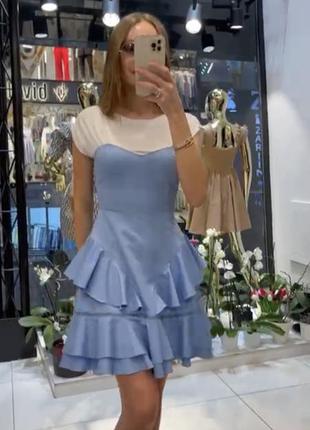 Женское голубое летнее платье3 фото