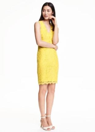 Платье h&m  лимонное кружевное