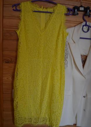 Платье h&m  лимонное кружевное3 фото