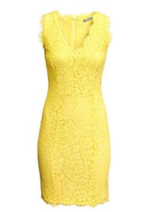 Платье h&m  лимонное кружевное2 фото
