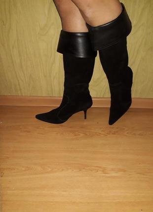 Жіночні високі чобітки /нат.замш /бренд one3 фото