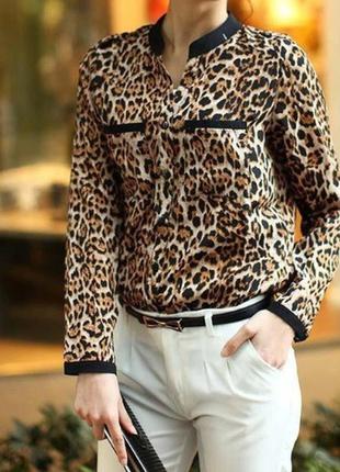 Женская блузка леопардовая с длинным рукавом1 фото