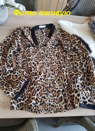 Женская блузка леопардовая с длинным рукавом4 фото