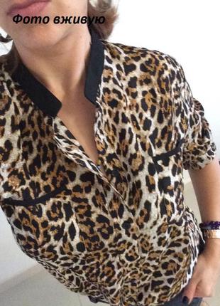 Женская блузка леопардовая с длинным рукавом5 фото