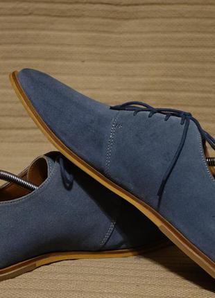 Естетичні блакитні замшеві туфлі -дербі frank wright великобританія 44 р.