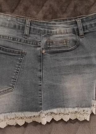 Шорты джинсовые женские стрейч с кружевом,размер l 46размер от cherry koko3 фото