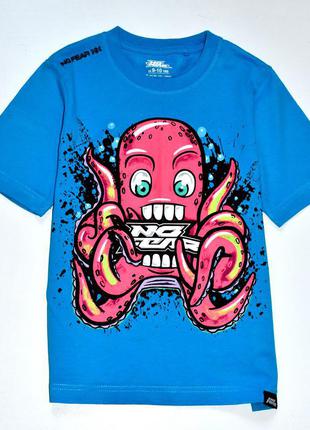 Sale!!! no fear классная голубая футболка с осьминогом. 9-10 лет