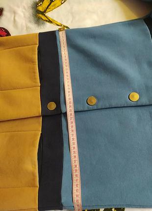 Синий с коричневым  кардиган на кнопках с карманами, теплый, мягкий6 фото