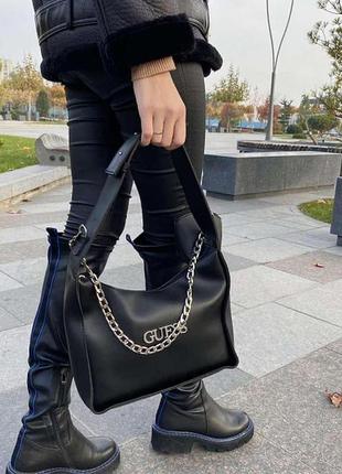 Качественная женская сумочка клатч с двумя ремешками и цепочкой, мини сумка экокожа чёрная10 фото