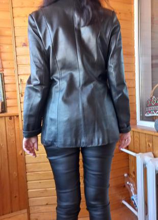 Женский удлиненный пиджак, натуральная кожа7 фото