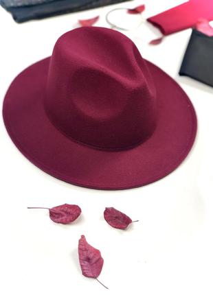 Шляпа федора , оттенок бургунди1 фото