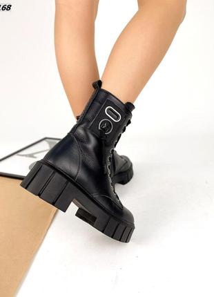 Чёрные ботинки на шнуровке ,черные зимние шнурованые ботинки ,ботинки на шнуровке 20226 фото