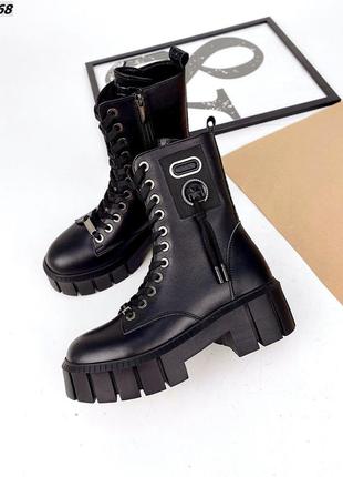 Чёрные ботинки на шнуровке ,черные зимние шнурованые ботинки ,ботинки на шнуровке 20224 фото