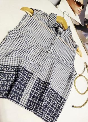 !!прошва рубашка топ в клетку с вышивкой!!