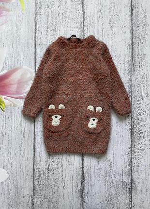 Крута в'язана кофта сукня туніка ведмедики george 1,5-2 роки,