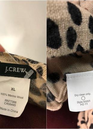 J.crew бежевый шерстяной кардиган леопардовый животный принт базовый меринос2 фото