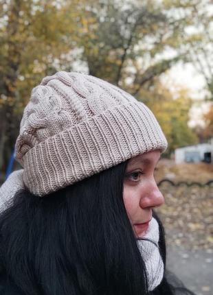 Мериносовая шапка, женская шапка ручной работы, шапка на зиму2 фото