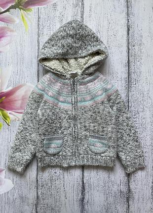 Крутая кофта свитер на меху с капюшоном mini club 3-4года