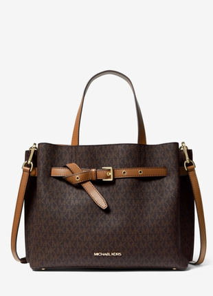 Велика сумка emilia зі шкіри з логотипом michael kors