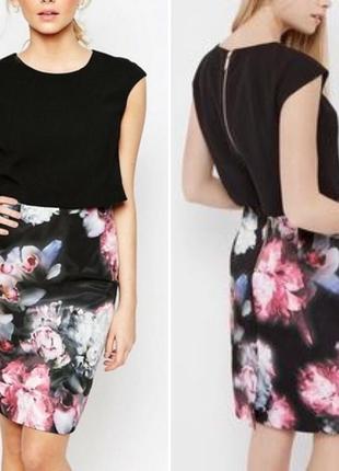 Двухслойное дизайнерское платье – футляр миди длины ted baker в идеальном состоянии