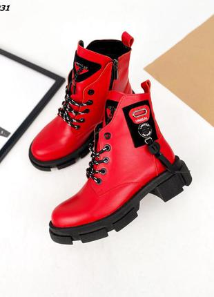 Ботинки =step, красный, натуральная кожа, деми /зима2 фото