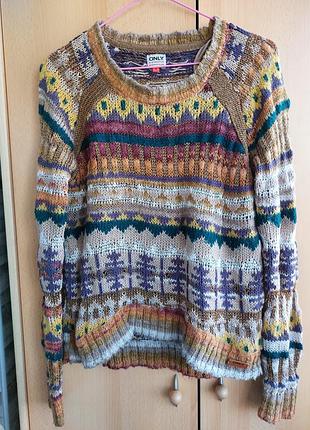 Свитер с шерстью и актуальным рисунком 2021-2022гг. only  42(xs)-44(m)-46(l)