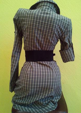 Стильное платье-рубашка kaner,клетка пояс, турция 36 размер в идеале3 фото