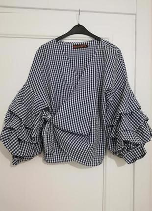 Шикарна блуза на запах#рукава буфи3 фото