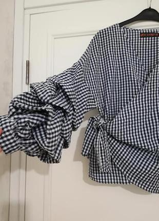 Шикарная блуза на запах#рукава буфы