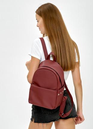 Підлітковий місткий молодіжний бордовий рюкзак для міста/школи6 фото
