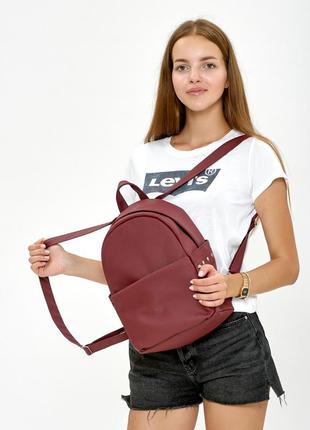 Подростковый вместительный молодежный бордовый рюкзак для города/школы8 фото