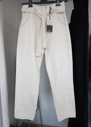 Стильні білі джинси з високою посадкою. 100% котон